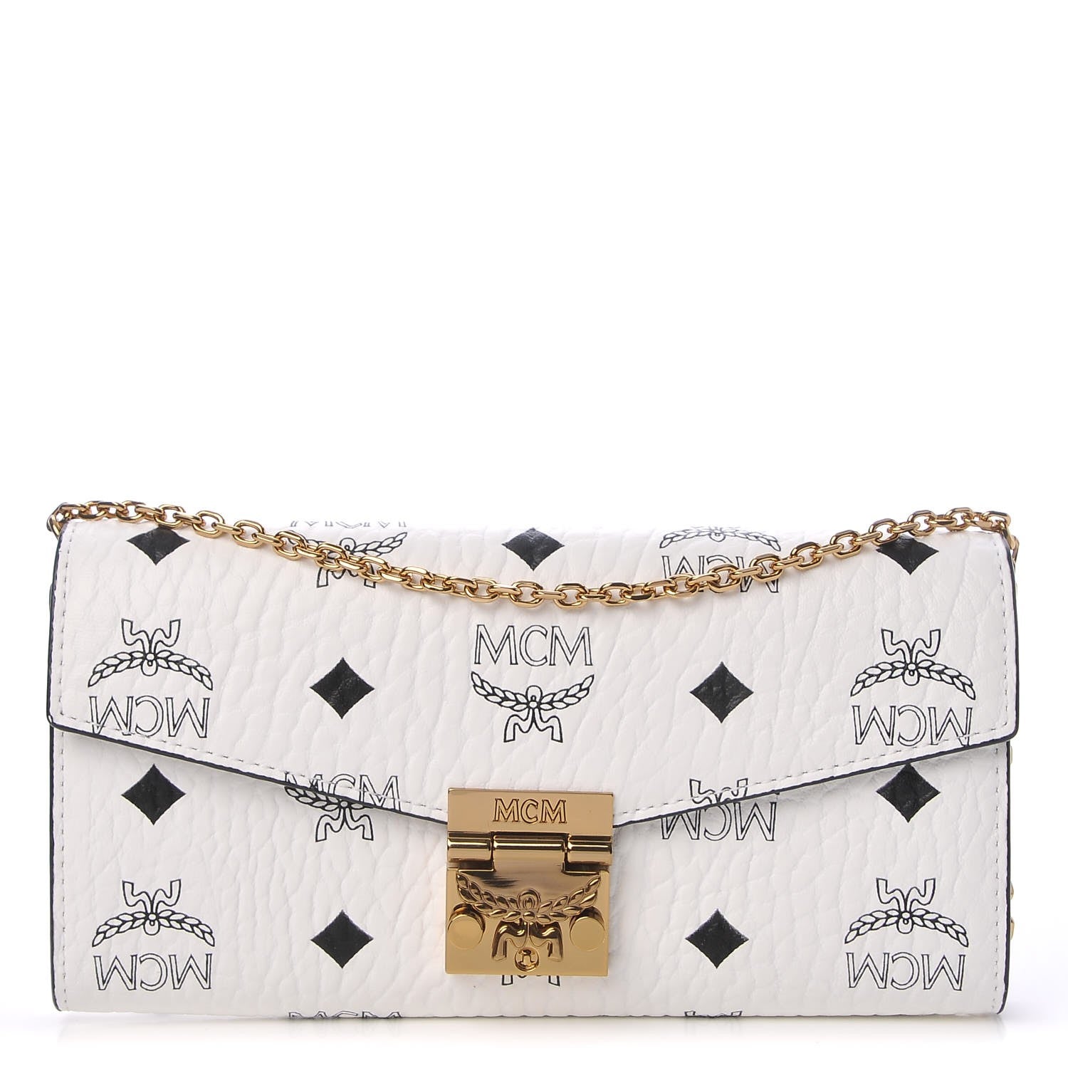 MCM Visetos Large Patricia Wallet On Chain White 1 of 10