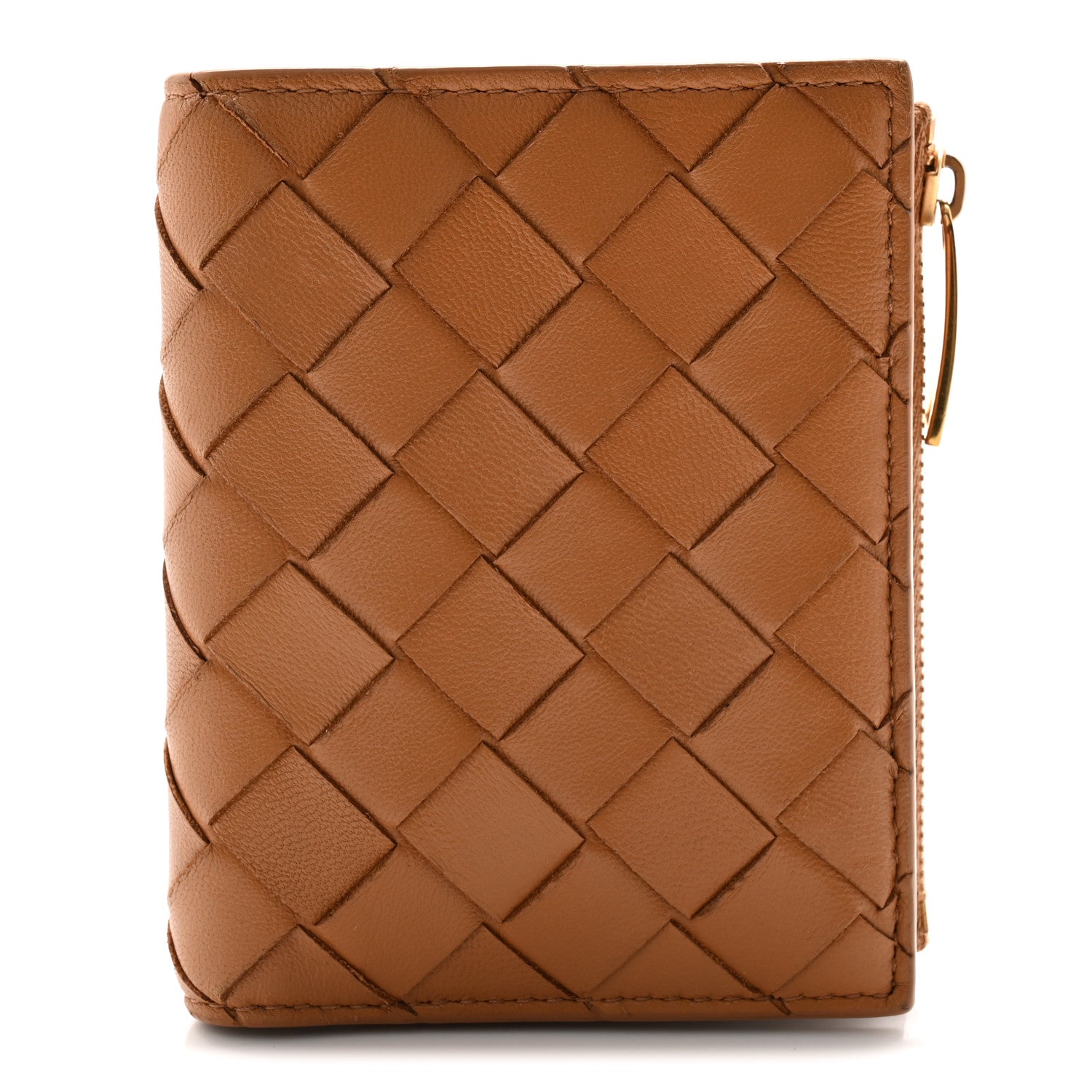 Bottega Veneta Nappa Intrecciato Small Bi-Fold Zip Wallet Caramel 1 of 9