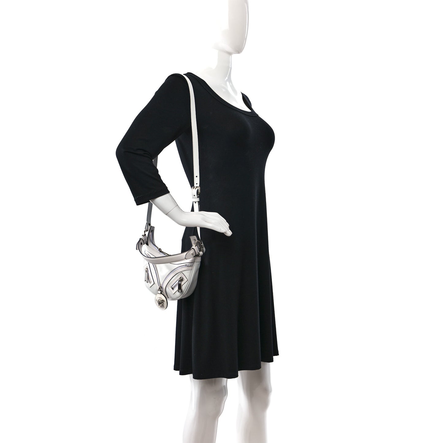 Calfskin Mini Repeat Zip Hobo White