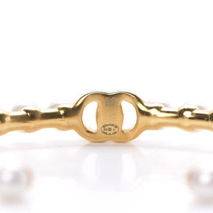Chanel Pearl CC Cuff Bracelet M Gold Pearly White 4 of 7