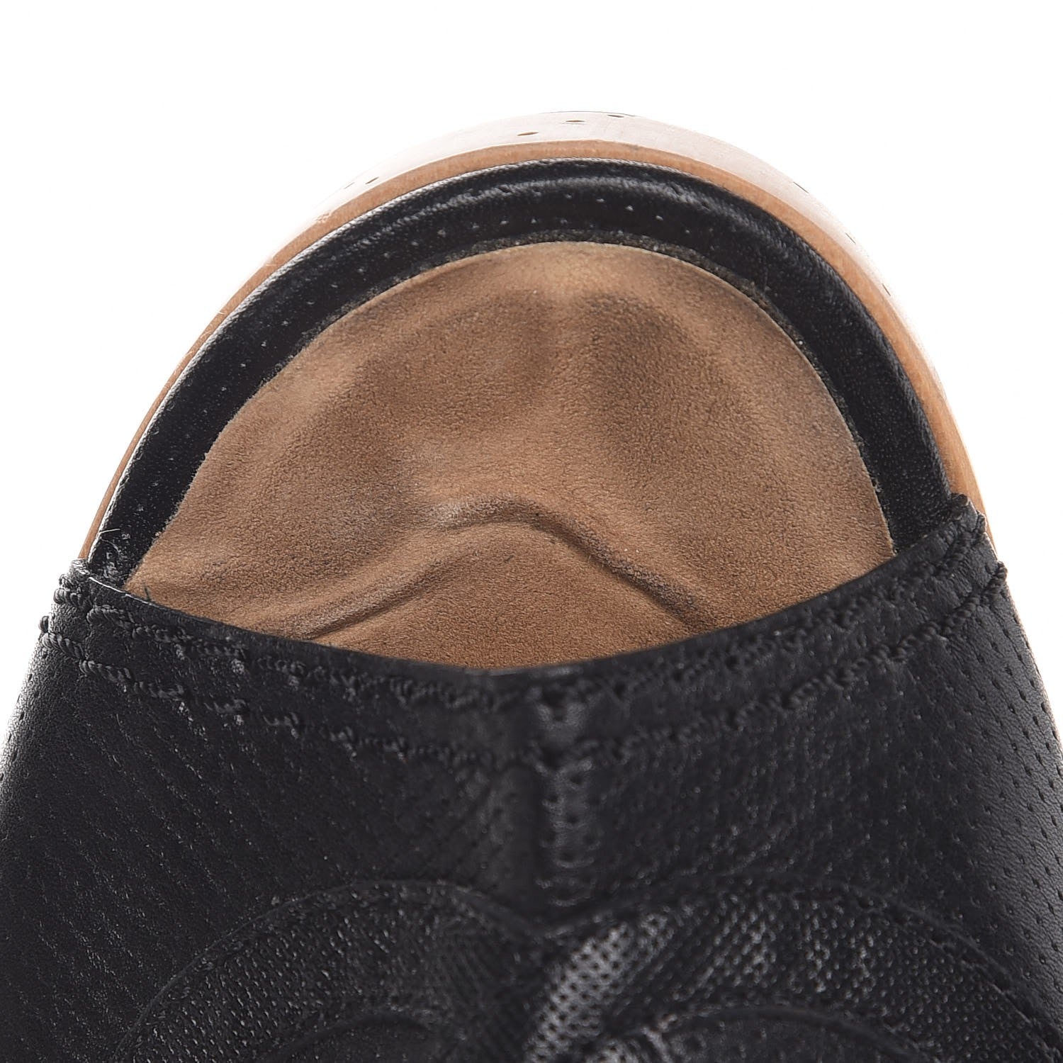 Chanel Lambskin Perforated CC Wood Clogs 37 Black 9 of 11