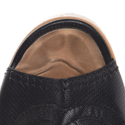 Chanel Lambskin Perforated CC Wood Clogs 37 Black 9 of 11