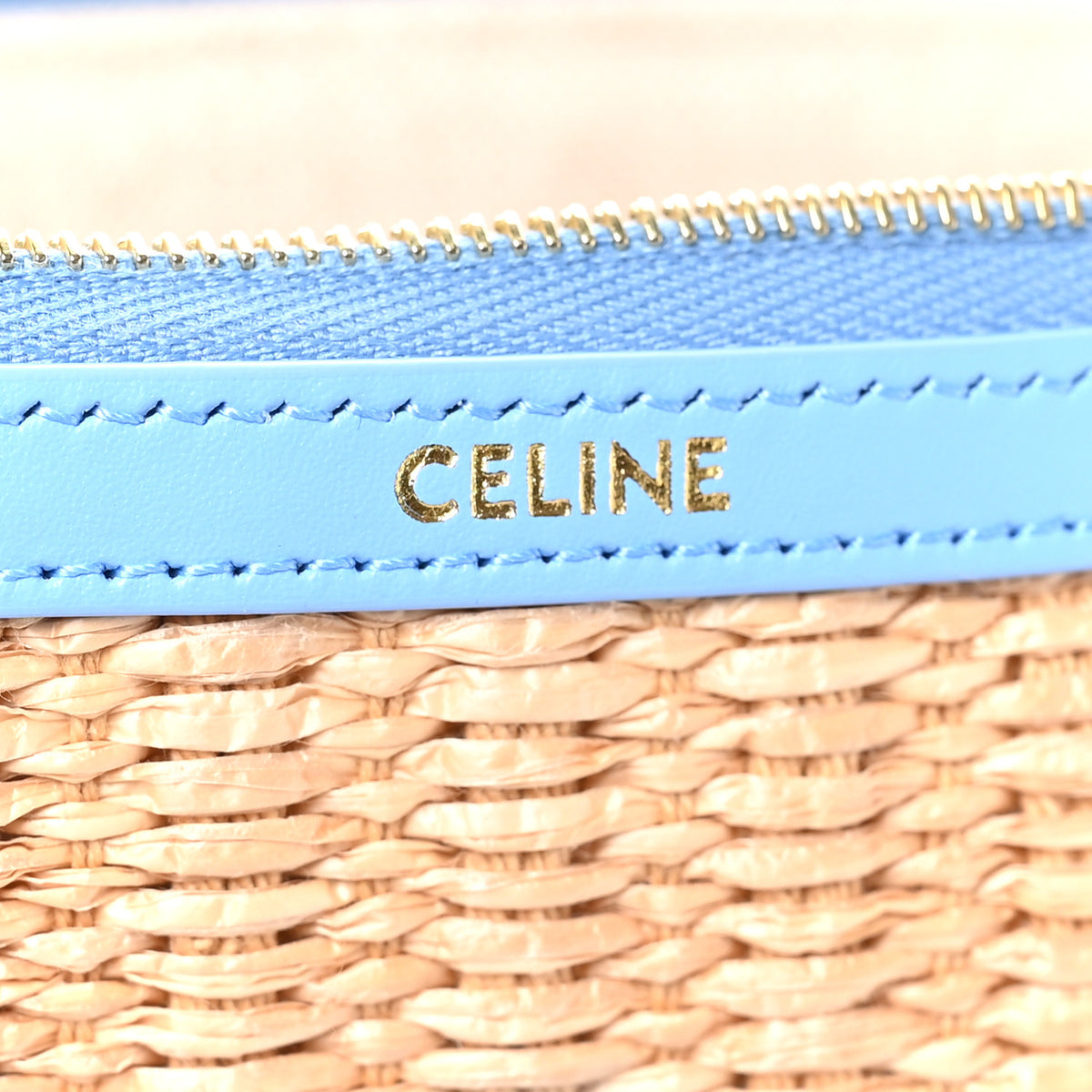 Celine Raffia Small Pouch With Strap Sky Blue 7 of 9