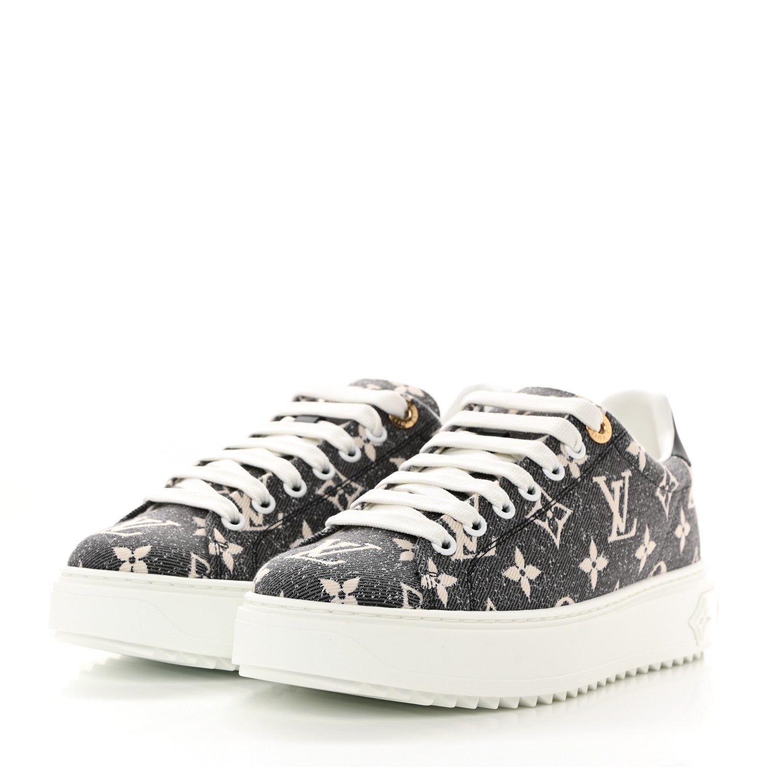 Louis Vuitton Denim Monogram Time Out Sneakers 37 3 of 9