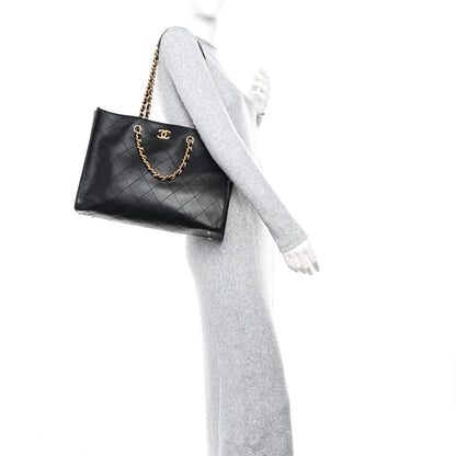 Chanel Calfskin Stitched Large Shopping Tote Black 2 of 16