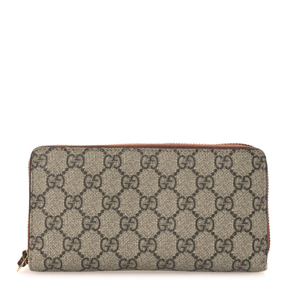 Gucci GG Supreme Monogram Cuoio Toscano Zip Around Wallet Beige Ebony Cuir 1 of 10