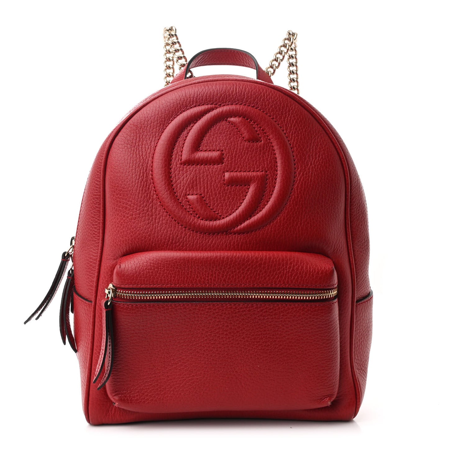 Pebbled Calfskin Soho Chain Backpack Hibiscus Red