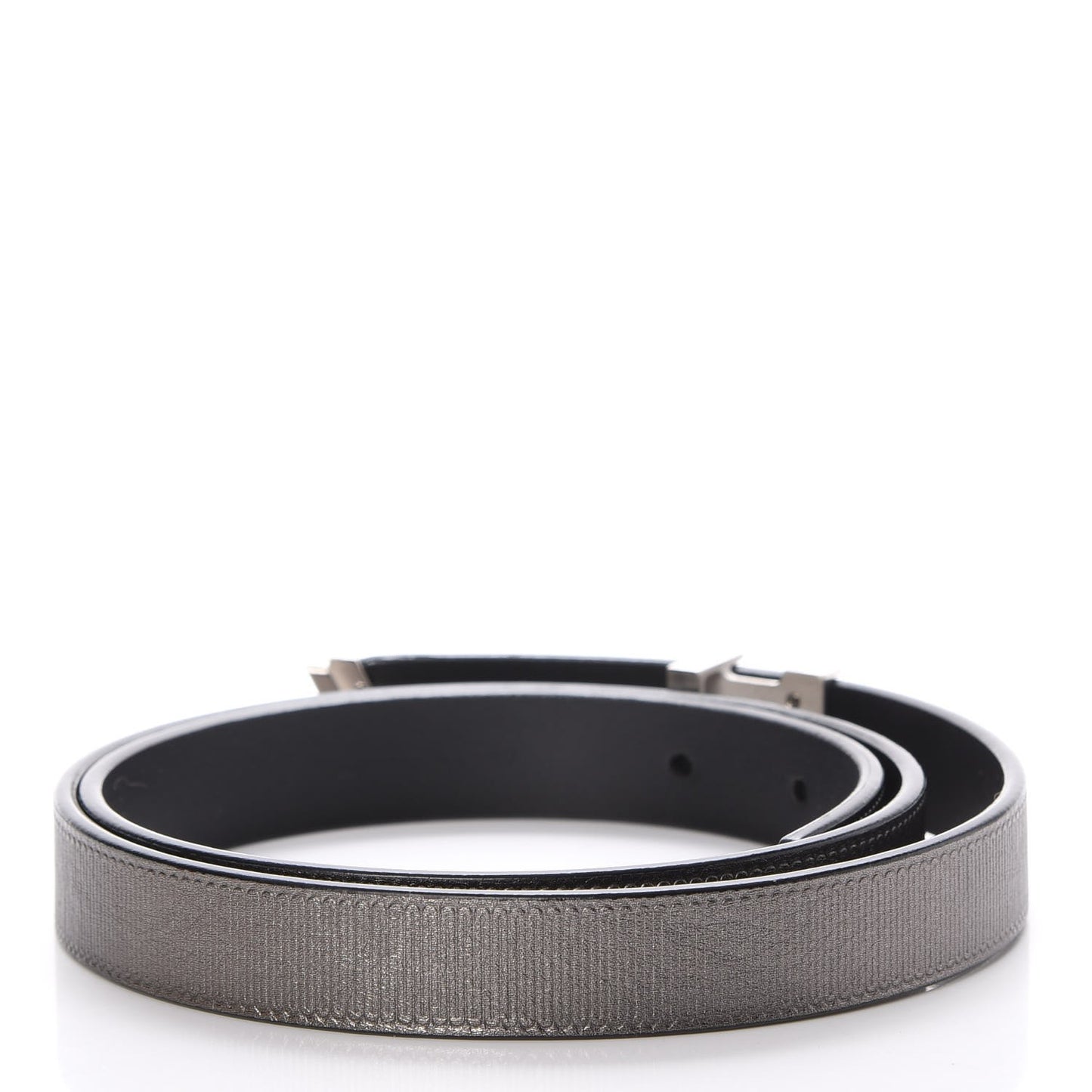 Calfskin Embossed 20MM LV Initiales Belt 80 32 Silver