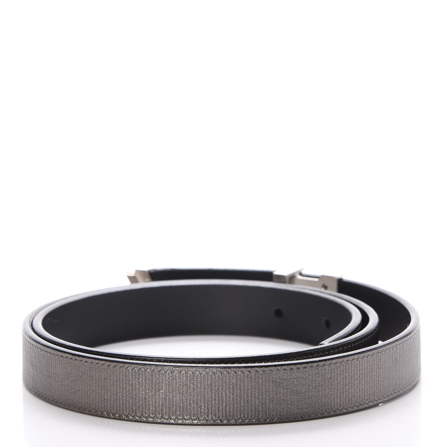 Louis Vuitton Calfskin Embossed 20MM LV Initiales Belt 80 32 Silver 3 of 9