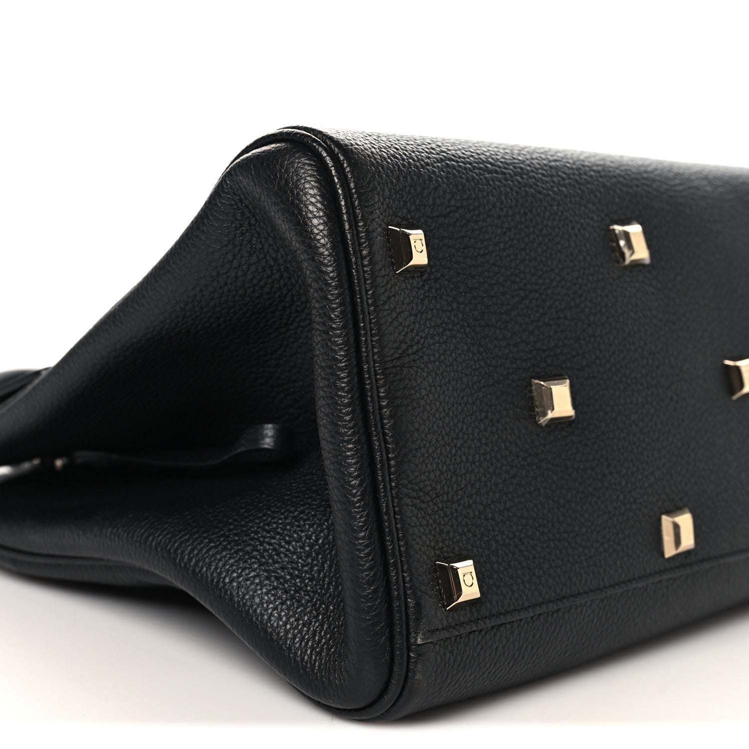 Salvatore Ferragamo Calfskin Large Studio Bag Black 1861716
