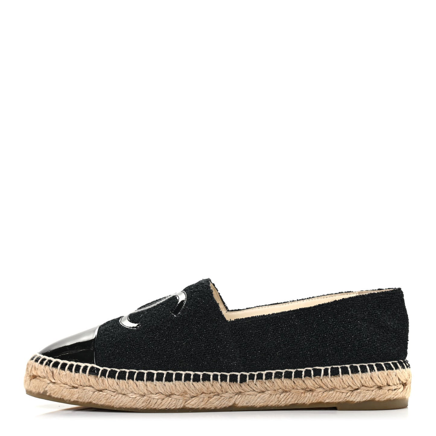 Fabric Patent Calfskin CC Espadrilles 40 Black