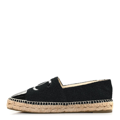 Chanel Fabric Patent Calfskin CC Espadrilles 40 Black 1 of 10
