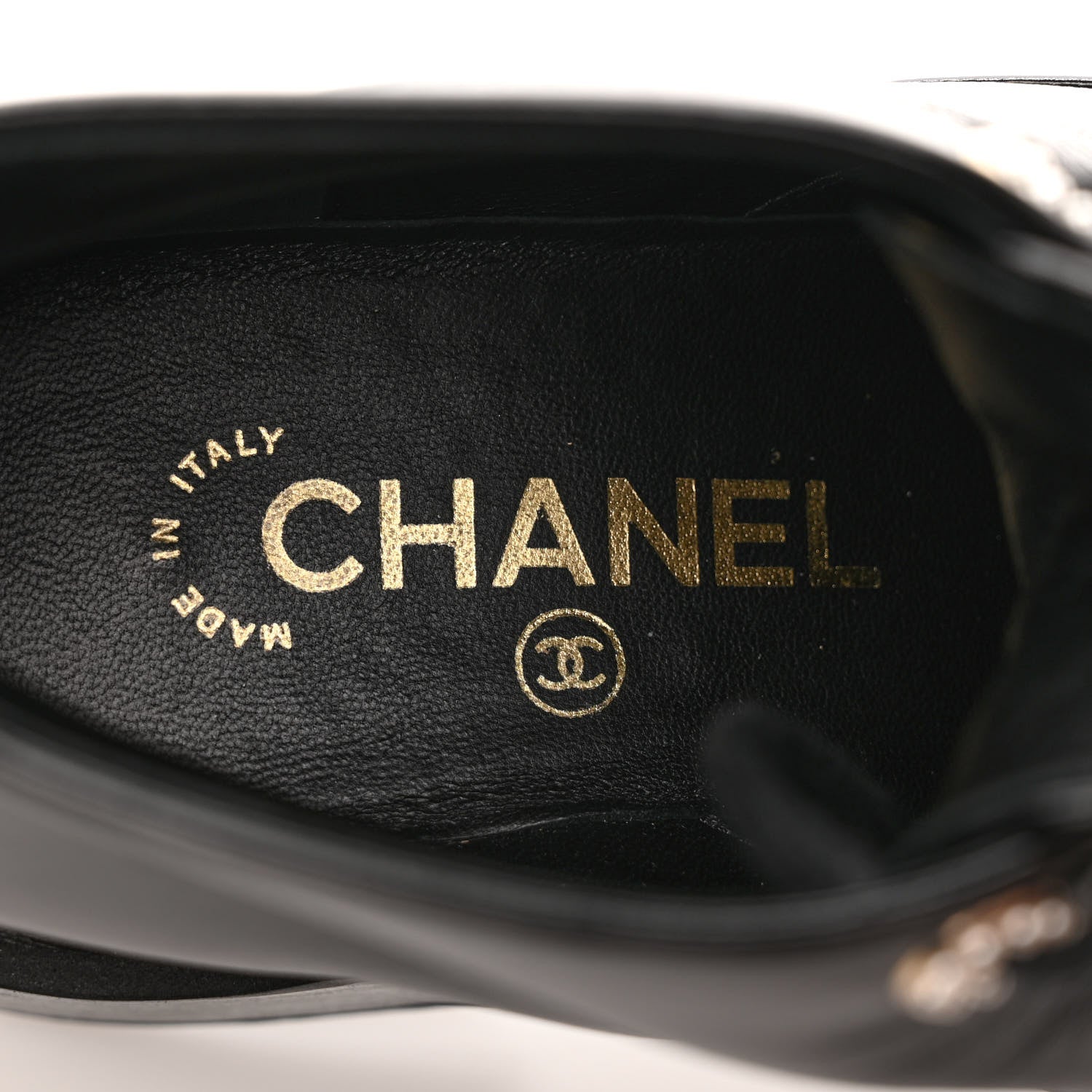 Chanel Shiny Calfskin Pearl Lace Up Combat Short Boots 37.5 Black 7 of 10