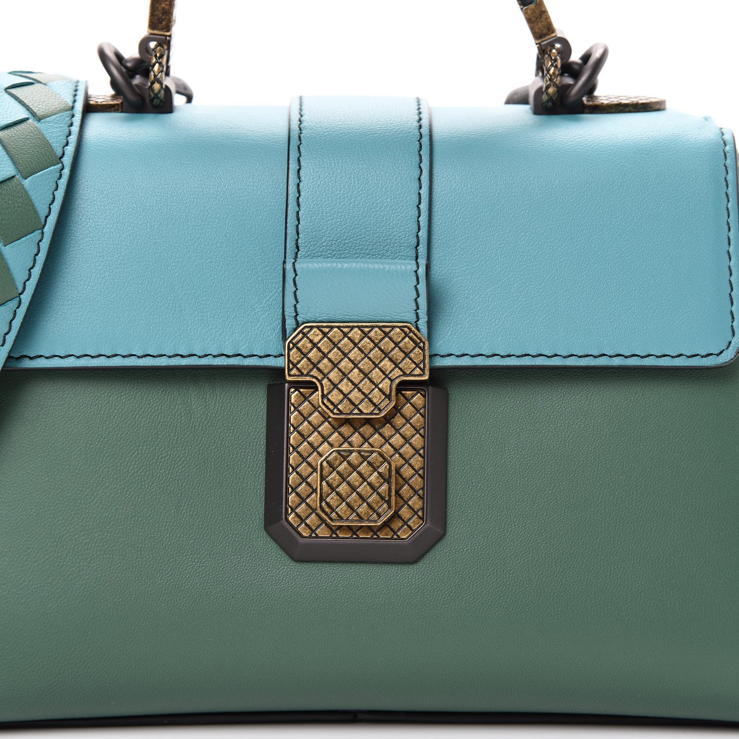 Bottega Veneta Nappa Multicolor Piazza Bag Thyme Aqua Ivy Black 7 of 12