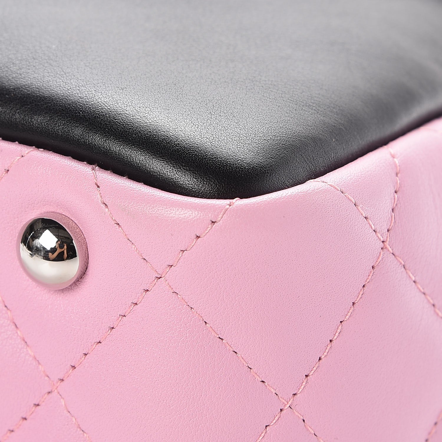 Chanel Calfskin Quilted Large Cambon Bowler Pink Black 13 of 14