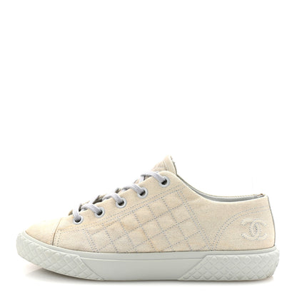 Chanel Denim Quilted Sneakers 39.5 Light Blue 1 of 10