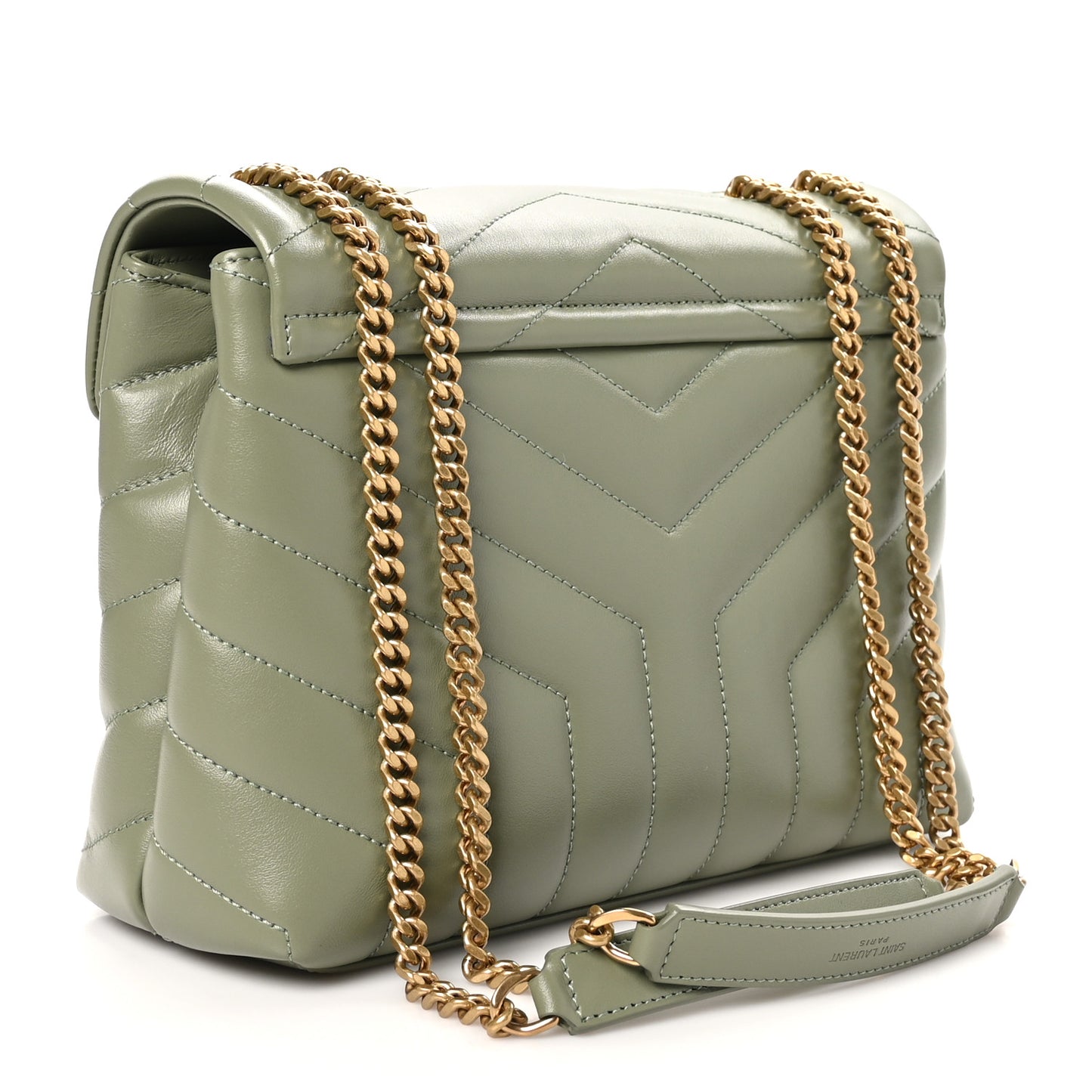 Calfskin Y Quilted Monogram Small Loulou Chain Satchel Light Sage