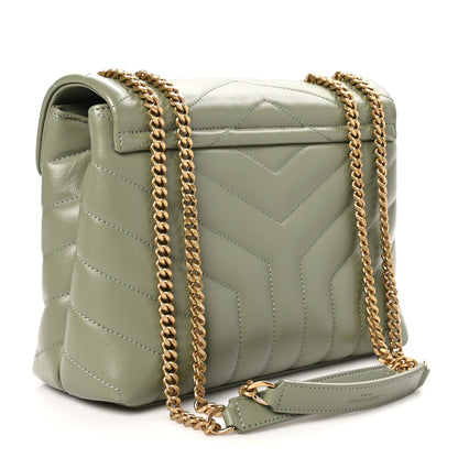 Saint Laurent Calfskin Y Quilted Monogram Small Loulou Chain Satchel Light Sage 3 of 10