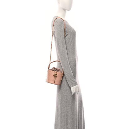 Chanel Calfskin Tweed Small CC Chain Bucket Drawstring Bag Light Pink 2 of 10