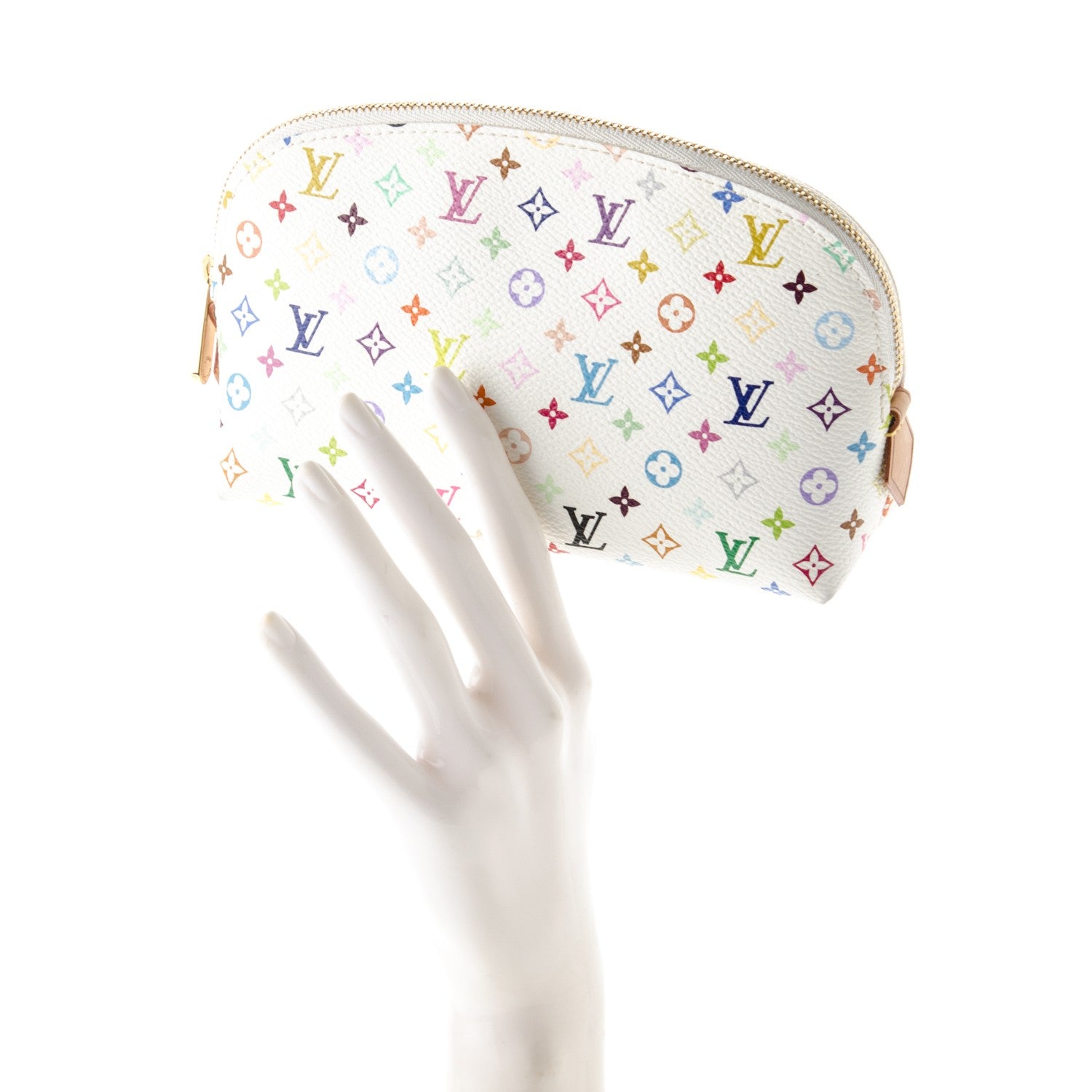 Louis Vuitton Monogram Multicolor Cosmetic Pouch White Litchi 2 of 6