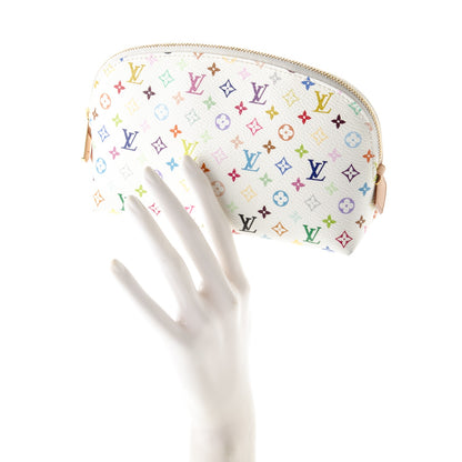 Louis Vuitton Monogram Multicolor Cosmetic Pouch White Litchi 2 of 6