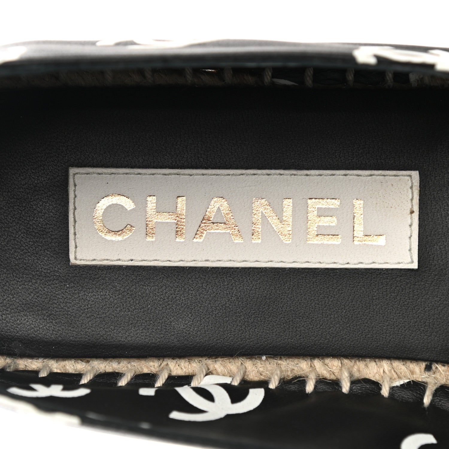 Chanel Lambskin Printed CC Espadrilles 39 Black White 8 of 10