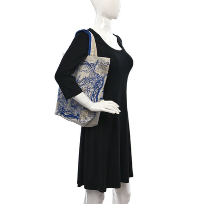 Christian Dior Canvas Print Tote Ivory Blue 2 of 9