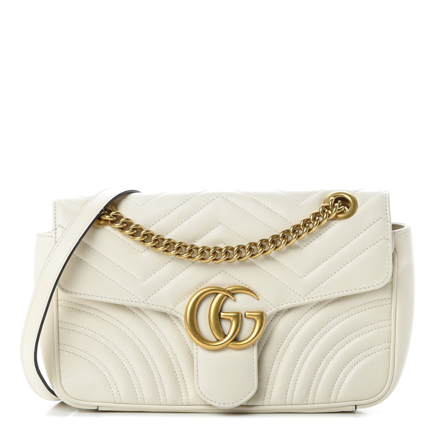 Gucci Calfskin Matelasse Small GG Marmont Shoulder Bag White 1 of 13