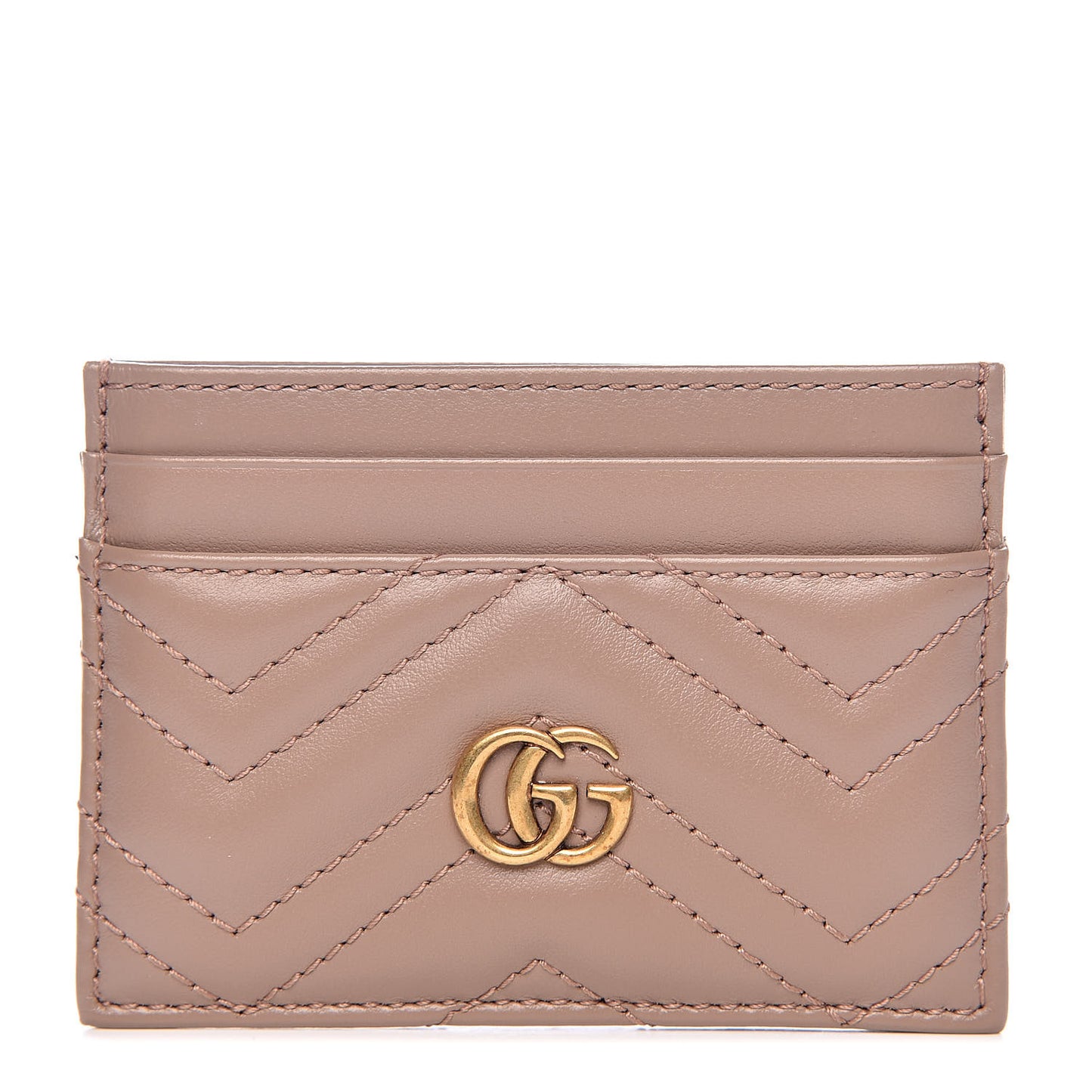 Calfskin Matelasse GG Marmont Card Holder Porcelain Rose
