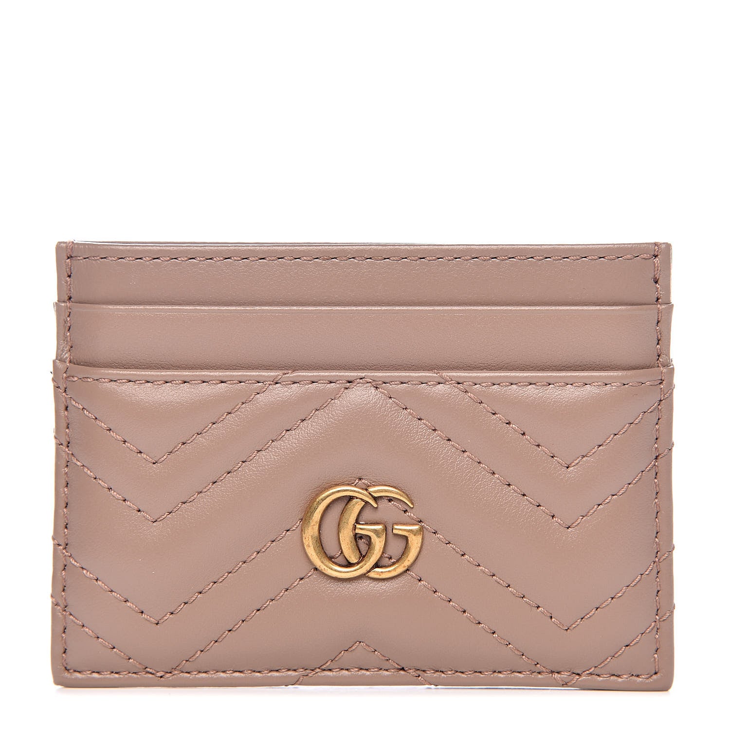 Gucci Calfskin Matelasse GG Marmont Card Holder Porcelain Rose 1 of 6