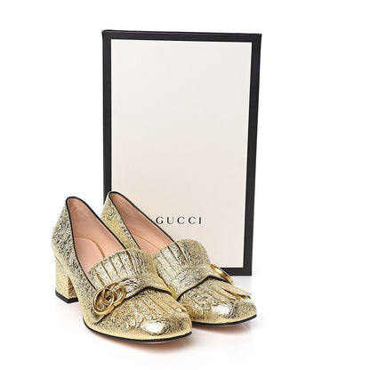 Gucci Galassia GG Marmont Fringe 50mm Loafer Pumps 39 Platino 9 of 9