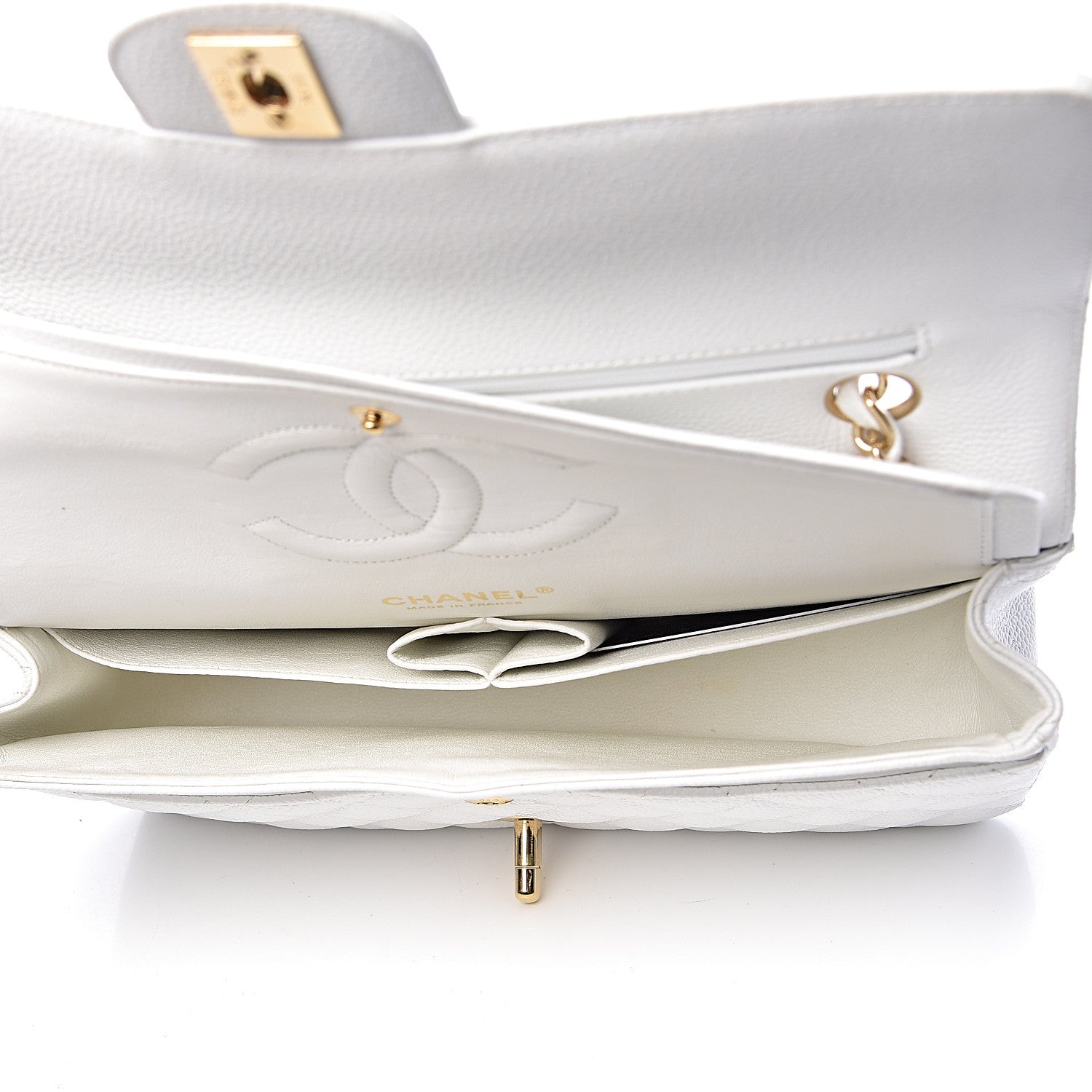 Chanel Caviar Quilted Medium Double Flap White 5 of 15