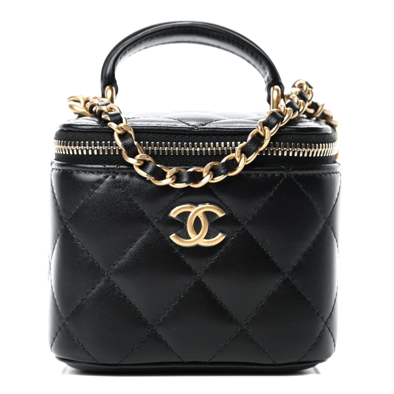 Chanel Lambskin Quilted Top Handle Mini Vanity Case With Chain Black 1 of 4