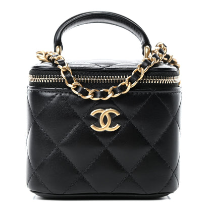 Chanel Lambskin Quilted Top Handle Mini Vanity Case With Chain Black 1 of 4