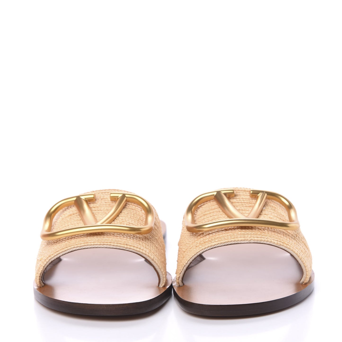 Raffia Vlogo Flat Slide Sandals 35 Natural