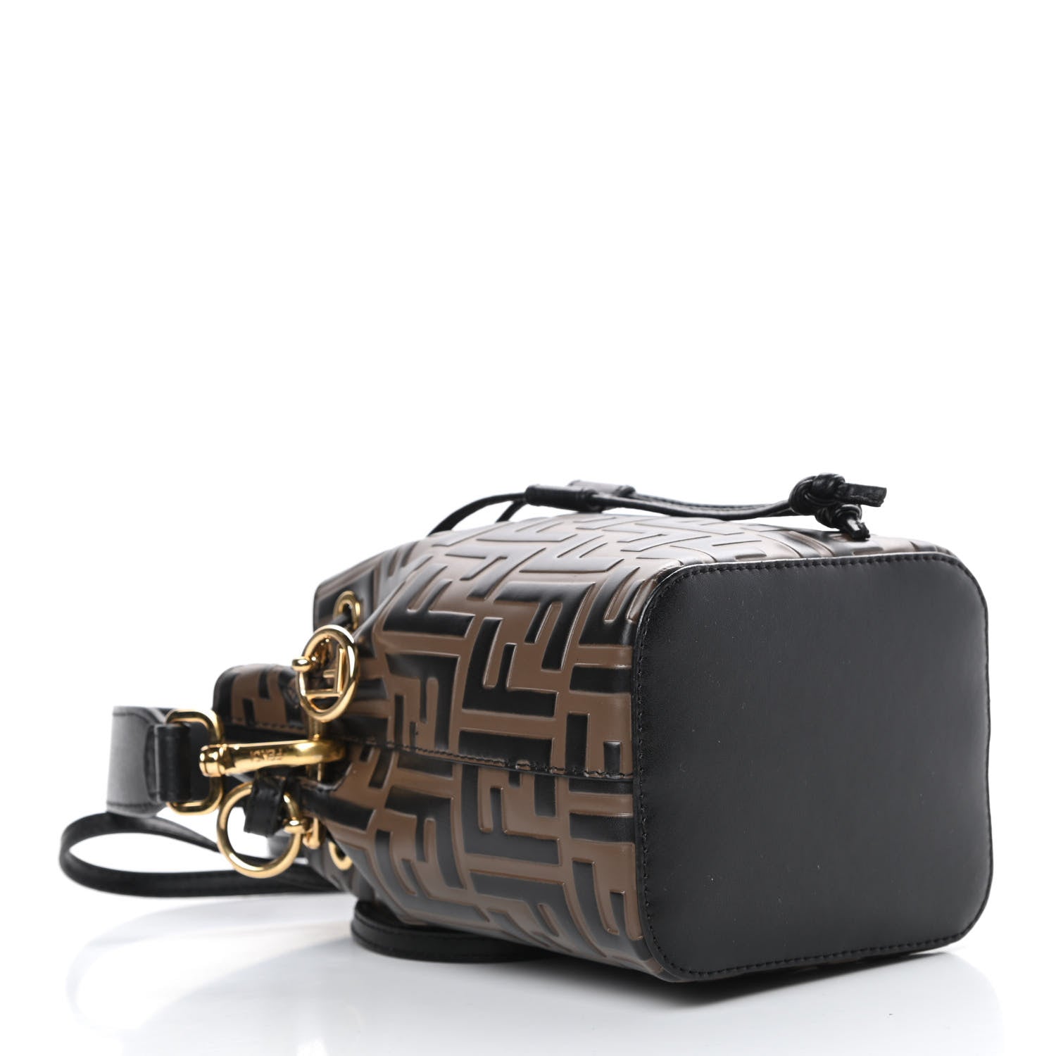 Fendi Vitello Liberty F is Fendi Bi-Color FF 1974 Embossed Mini Mon Tresor Bucket Bag Maya Black 4 of 10