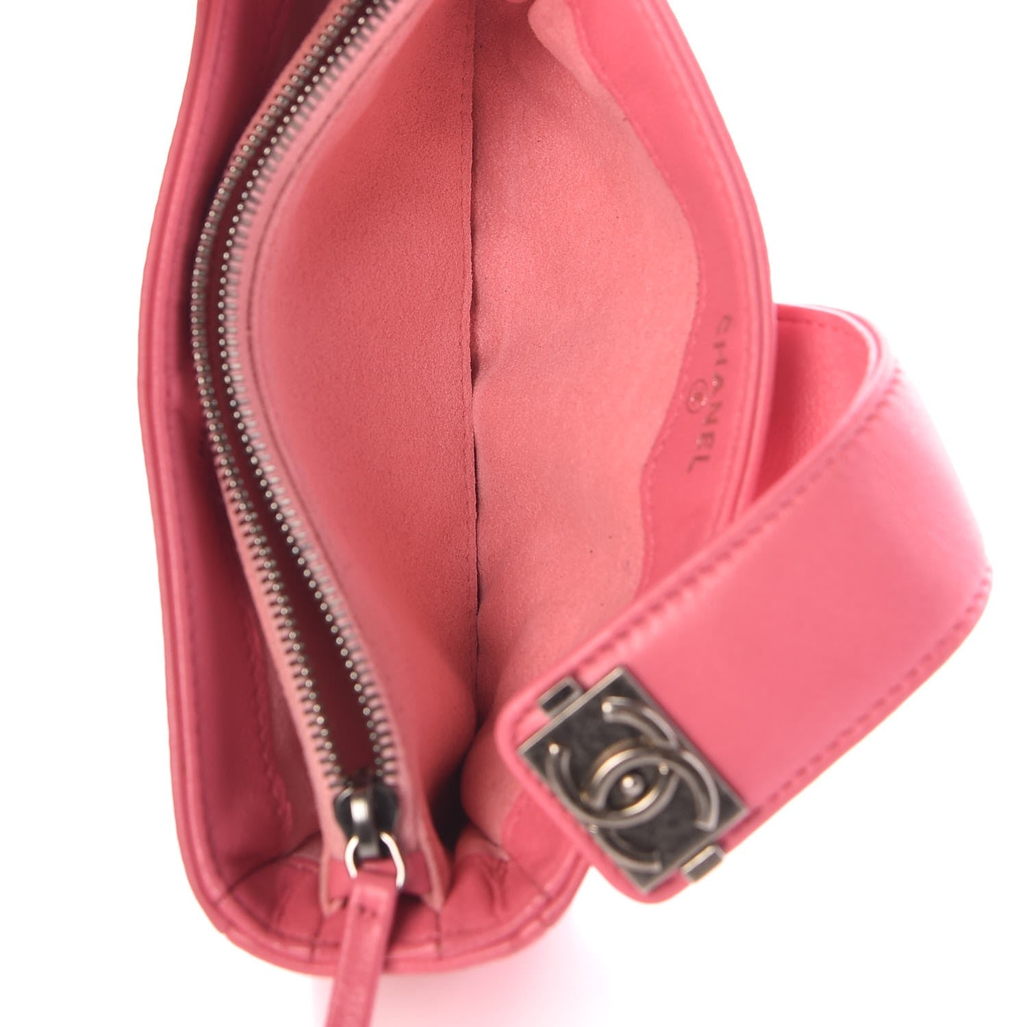 Chanel Lambskin Quilted Mini Boy Phone Holder Clutch Pink 5 of 8