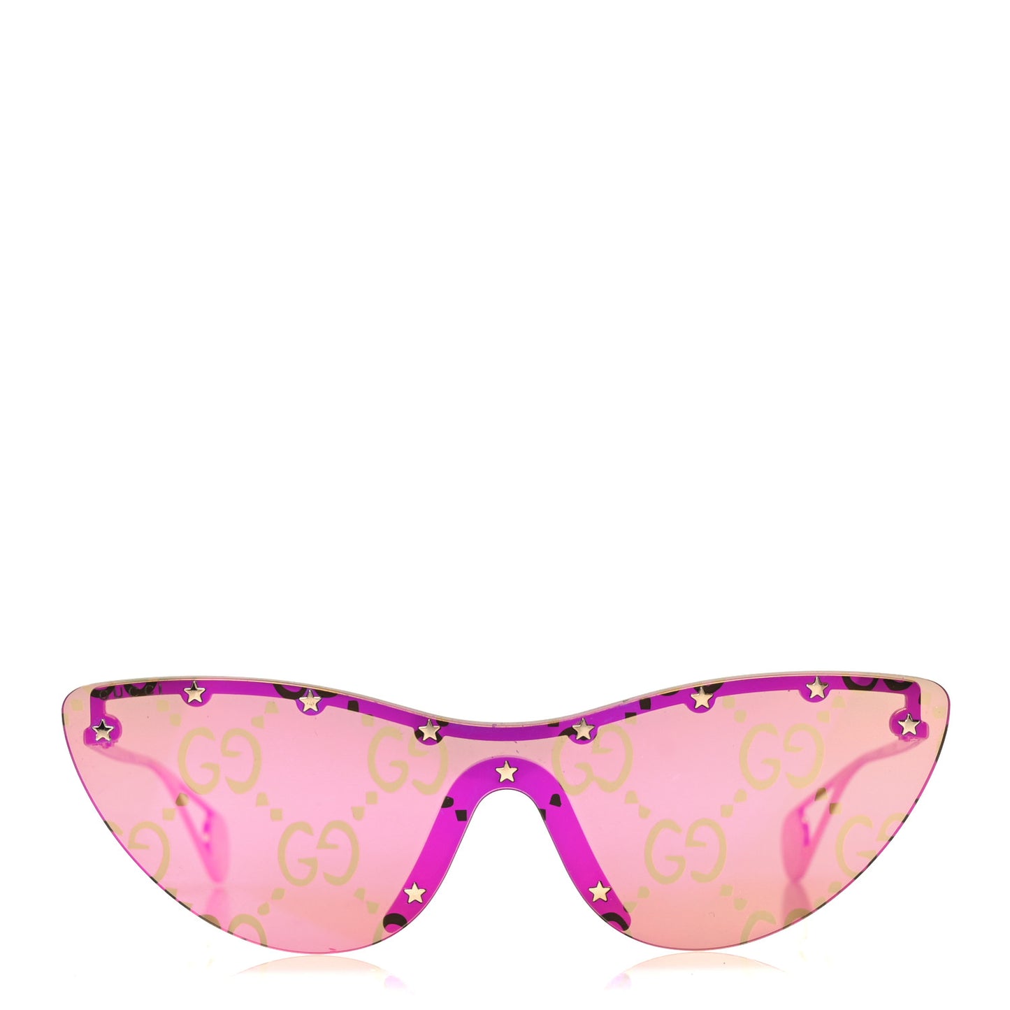 Metal Rimless Star Studded Monogram 90mm Cat Eye GG0666S Sunglasses Mirror Purple
