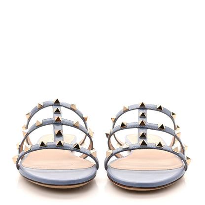 Valentino Garavani Nappa Rockstud Caged Flat Slide Sandals 38 Niagara 2 of 7