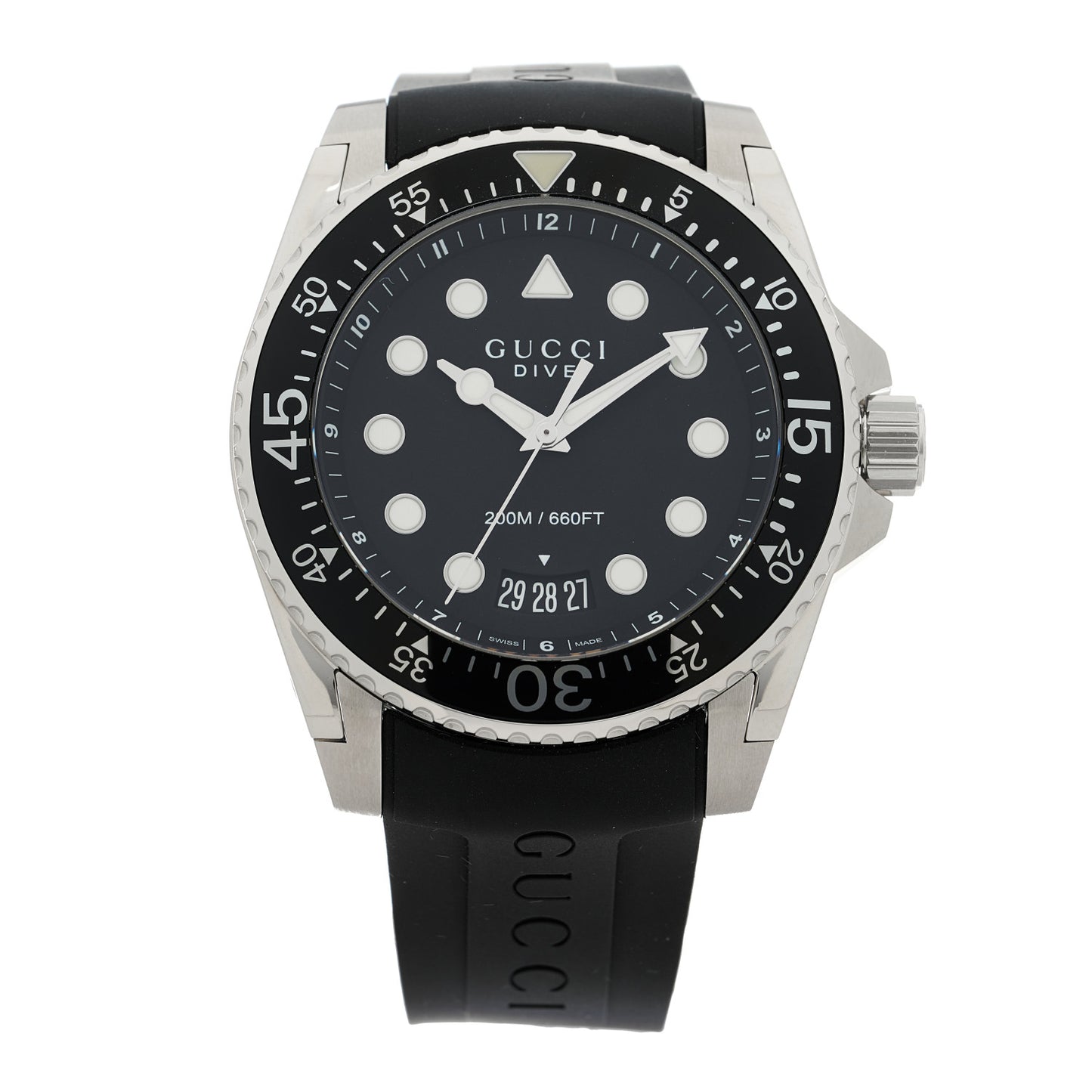 Stainless Steel Rubber 45mm Dive Quartz Watch Black