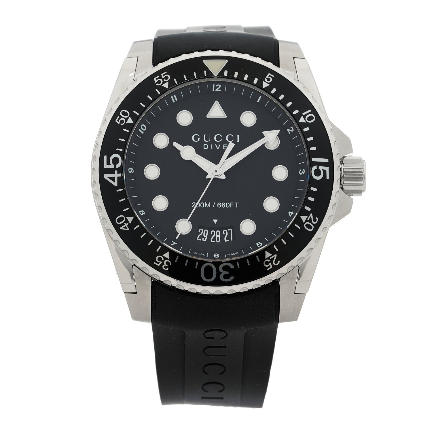Gucci Stainless Steel Rubber 45mm Dive Quartz Watch Black 1 of 5