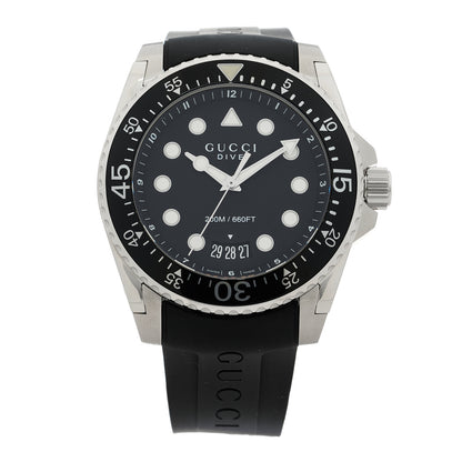 Gucci Stainless Steel Rubber 45mm Dive Quartz Watch Black 1 of 5