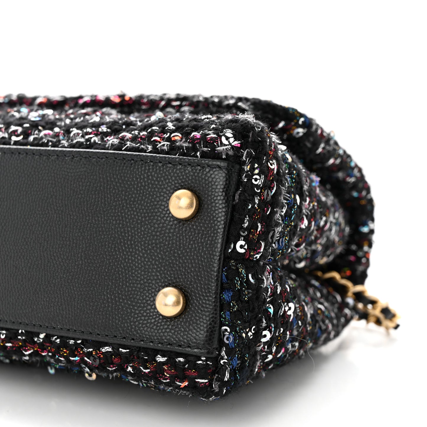 Tweed Sequin Mini Coco Handle Flap Black