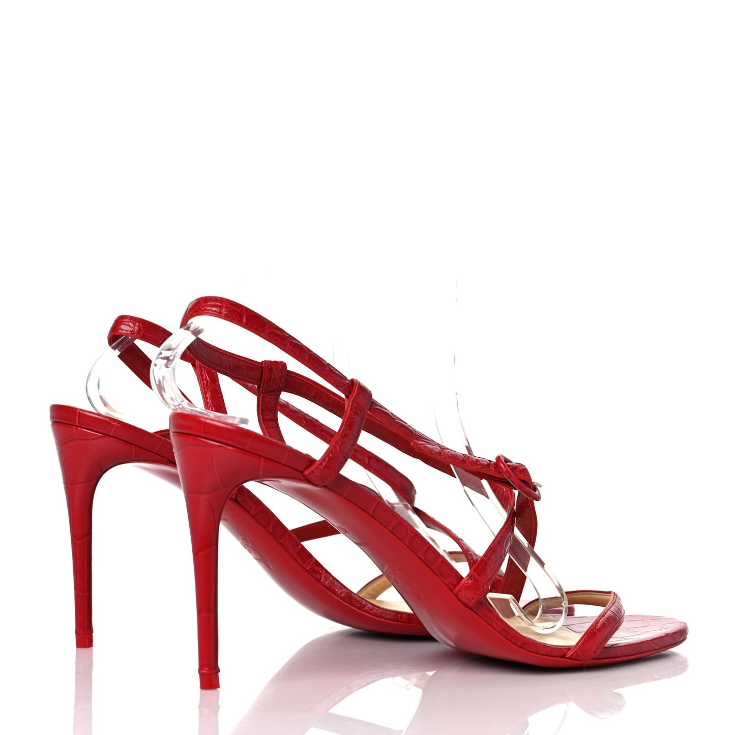 Calfskin Alligator Embossed Selima 85 Sandals 40 Loubi