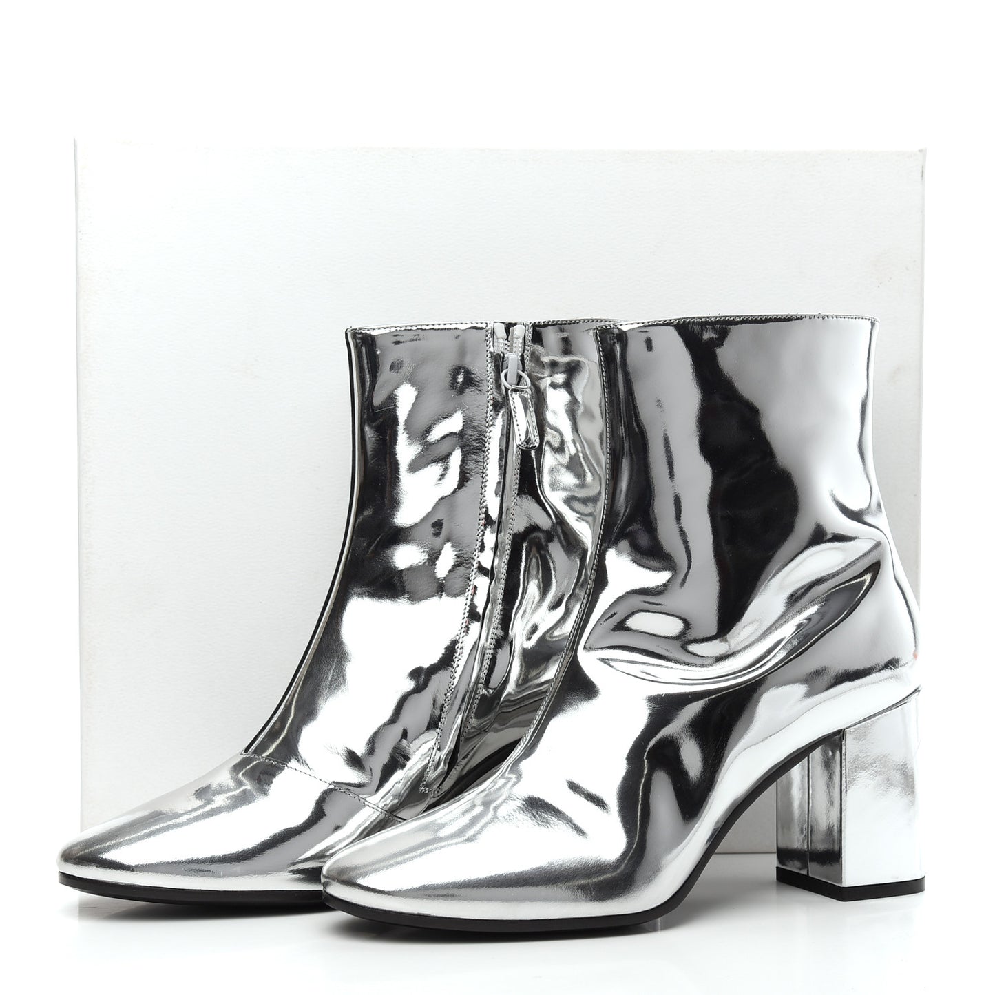 Miroir Calfskin Ankle Booties 40 Argent