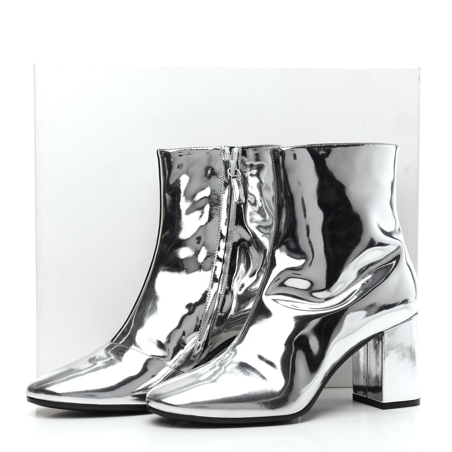 Balenciaga Miroir Calfskin Ankle Booties 40 Argent 7 of 7