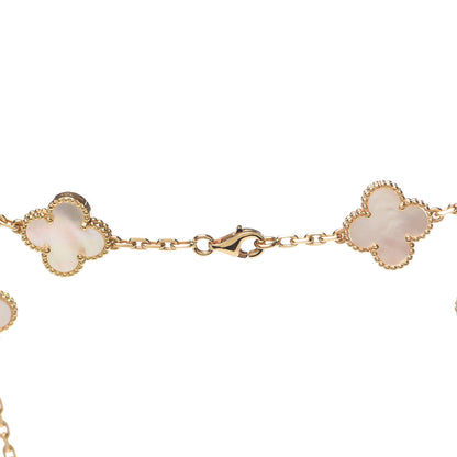 Van Cleef & Arpels 18K Yellow Gold Mother of Pearl 10 Motifs Vintage Alhambra Necklace 4 of 6