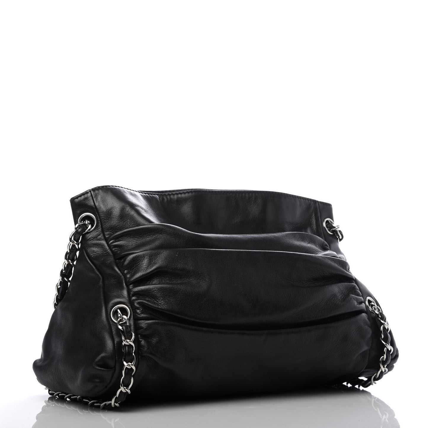 Lambskin Large Sharpei Shoulder Bag Black