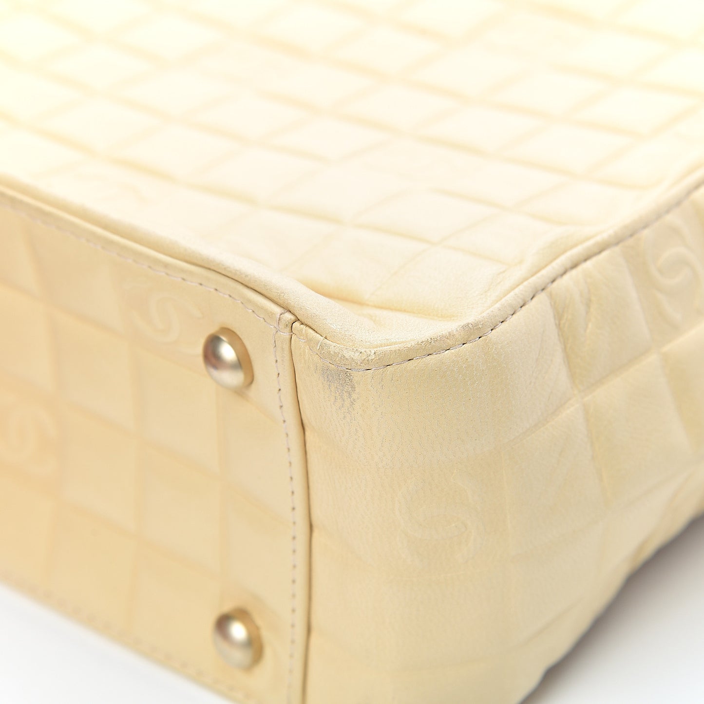 Lambskin Quilted Chocolate Bar Tote Beige