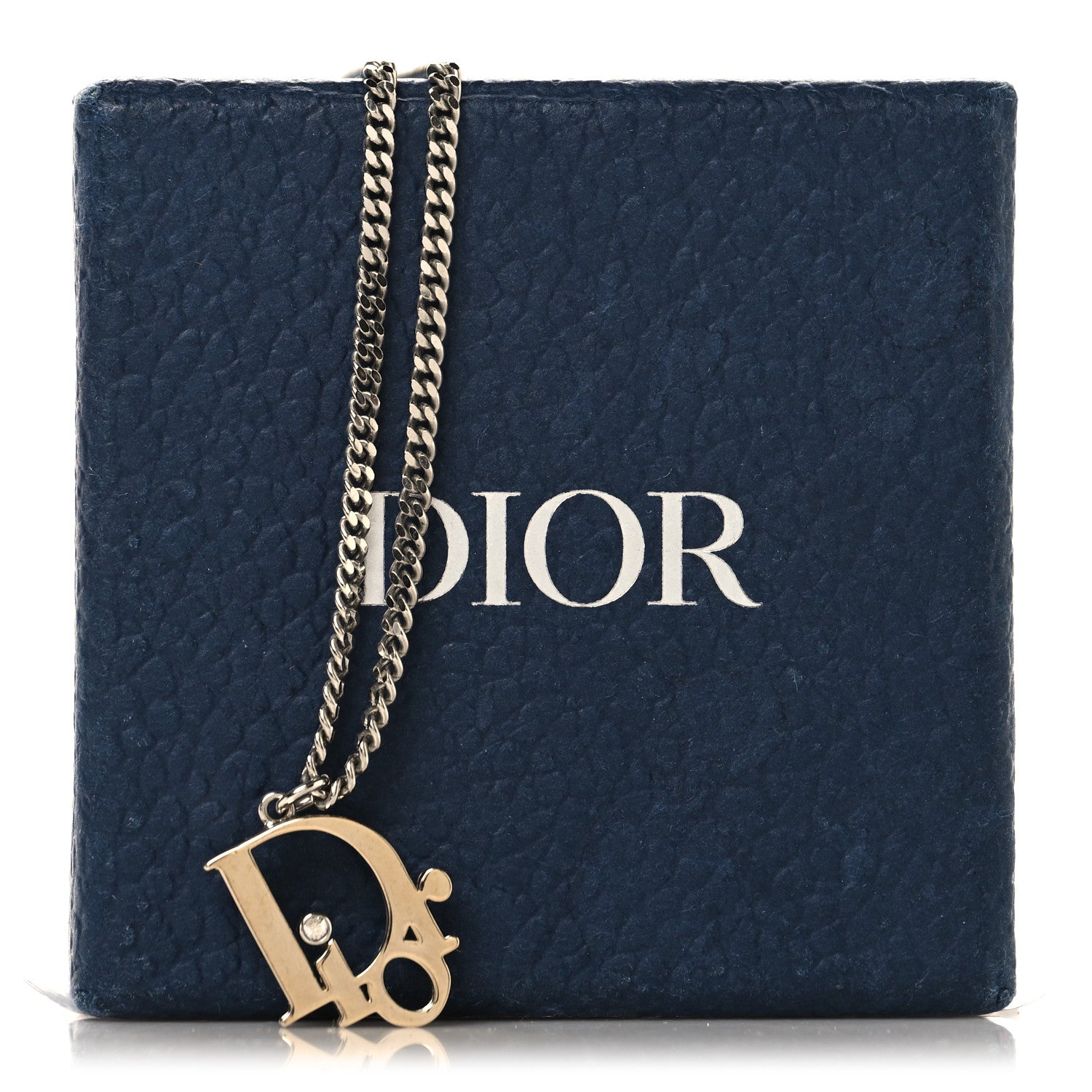Christian Dior Oblique Pendant Necklace Silver Gold 6 of 6